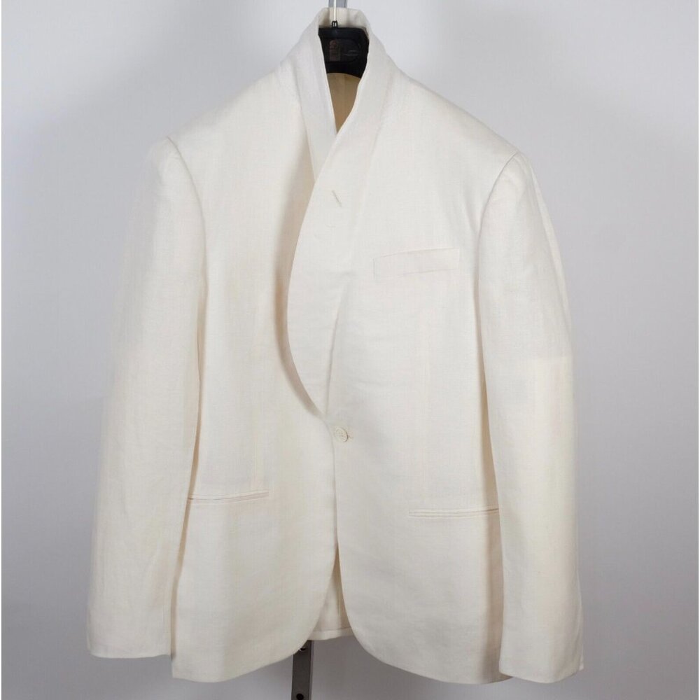 Ralph Lauren Purple Label Dinner Jacket Blazer 38R Kent Shawl Collar Linen cream - Picture 8 of 15
